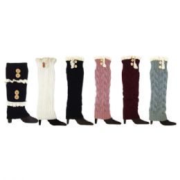 48 Pairs Leg Warmers Assorted Colors With Button - Womens Leg Warmers