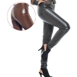 12 Wholesale Faux Leather Legging Small Medium Black And Brown