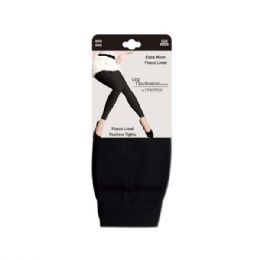 48 Wholesale Fur Lined Fleece Legging Black