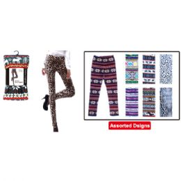 48 Pieces Furlined Fleece Leggings Assorted Design S/m L/xl Mix - Womens Leggings