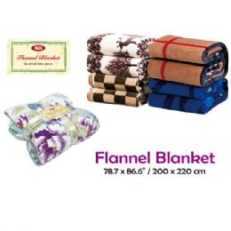24 Wholesale Flannel Blanket/queen 78.7x86.6"/200x220cm