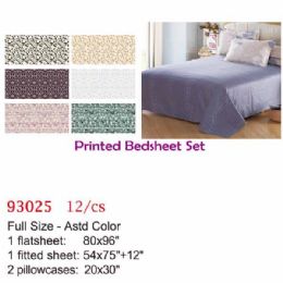 12 Wholesale Printed Bed Sheet Set/full