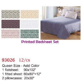12 Wholesale Printed Bed Sheet Set/queen