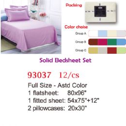 12 Wholesale Solid Bed Sheet Set/full