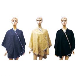 12 Wholesale Lady's Woolen Cloak Assorted Colors