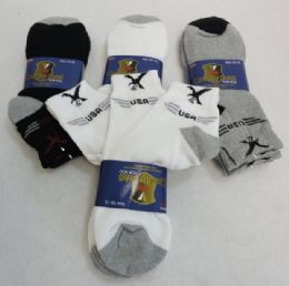 108 Pairs Anklets 10-13 [eagle/usa] Blk/gry/white - Mens Ankle Sock