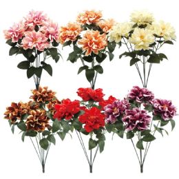 24 Wholesale Seven Head Silk Flower Assorted Colors