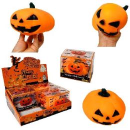 24 Wholesale 6"x4" Flour-Filled Pumpkin Jack O'Lantern Squishy Toy