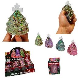 24 Pieces 3" Sugar Gel Squeeze Squishy Glitter Christmas Tree - Slime & Squishees