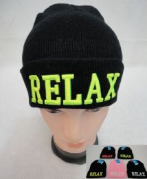24 Pieces "relax" Beanie Knit Hat - Winter Beanie Hats