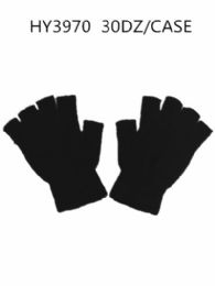 60 Pairs Unisex Winter FingeR-Less Gloves Black - Knitted Stretch Gloves