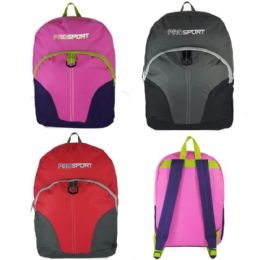 24 Wholesale 17" Sport Backpacks In 3 Colors - Case Of 24