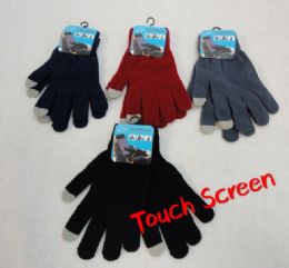 24 Wholesale Solid Color Touch Screen Gloves Assorted Colors