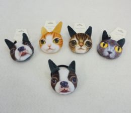 96 Wholesale Plush Puppy/kitty Hair Bands