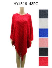 24 Pieces Ladies Poncho Assorted Colors - Winter Pashminas and Ponchos