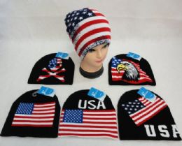 48 Pieces [usa/flag Assortment] Knitted Beanie - Winter Beanie Hats