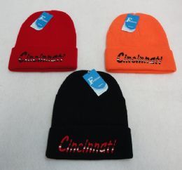 48 Pieces Cincinnati Knitted Toboggan - Winter Beanie Hats