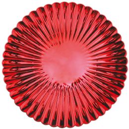 24 of Plastic Charger Plate 13in Red Radial Pattern