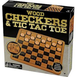 8 Pieces 2-IN-1 Wood Checkers And Tic Tac Toe Games. - Dominoes & Chess