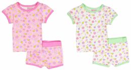 24 Wholesale Infant Girls Pajama - Flower Prints - Sizes 6-24m