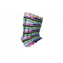 240 Wholesale Ladies Fashion Striped Knee High Socks