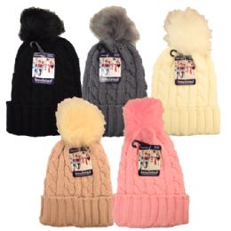 24 Pieces Winter Hat Pom Pom Knit Ladies - Winter Beanie Hats