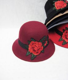 36 Wholesale Womens Fashion Winter Bucket Hat With Rose