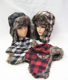 36 Pieces Winter Plaid Pilot Hat - Winter Helmet Hats