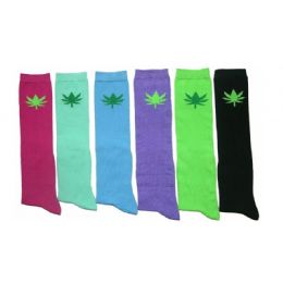 240 Wholesale Ladies Marijuana Knee High Socks