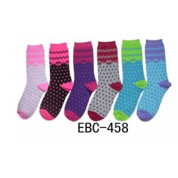 360 Wholesale Women's Printed Crew Socks Pin Dots