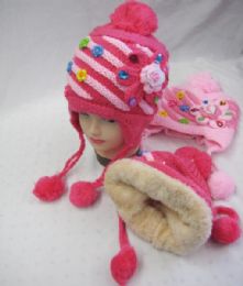 48 Pieces Girls Winter Beanie With Flowers And Rhinestones - Winter Beanie Hats
