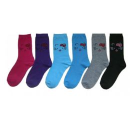 360 Wholesale Women's Printed Crew Socks Hello Kitty