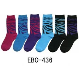 360 Pairs Women's Printed Crew Sock Zebra Socks - Womens Crew Sock