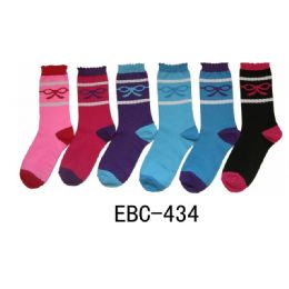 360 Wholesale Women's Printed Bow Crew Sock