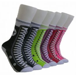 360 Wholesale Women's Sneaker Print Crew Socks