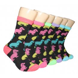 360 Wholesale Women's Printed Puppies Crew Socks