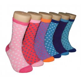 360 Wholesale Women's Printed Crew Socks Dotted Pattern