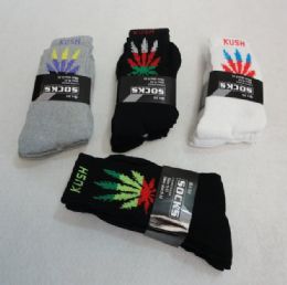 120 Units of Men's Marijuana Crew Socks 9-11 - Mens Crew Socks