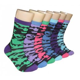 360 Wholesale Women's Printed Crew Socks Color Camo