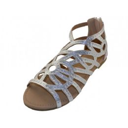18 Wholesale Youth's Rhinestone Top Gladiator Sandals Silver Color )