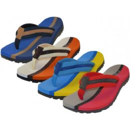 36 Wholesale Men's 2 Tone Color Fabric Thong Sandals