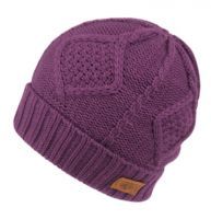 12 Pieces Solid Purple Color Knit Beanie With Sherpa Lining - Winter Beanie Hats