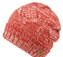 12 Pieces Multi Color Knit Beanie In Rose With Fur Lining In Rose - Winter Beanie Hats