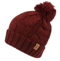 12 Wholesale Heavy Knit Beanie In Burgandy With Pom Pom And Sherpa Lining