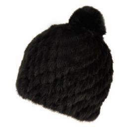 12 Pieces Real Soft Warm Mink Fur Winter Beanie With Pom Pom - Fashion Winter Hats