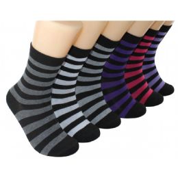 360 Wholesale Women's Dark Stripe Crew Socks