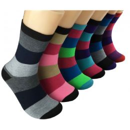 360 Wholesale Women's Wide Stripe Crew Socks