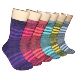 360 Wholesale Women's Marled & Stripes Crew Socks