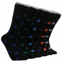 288 Wholesale Men's Polka Dot Print Crew Socks