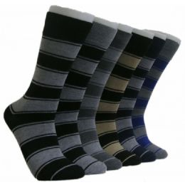 288 Wholesale Men's Striped Crew Socks